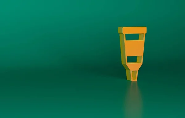 Orange Tube with paint palette icon isolated on green background. Minimalism concept. 3D render illustration.
