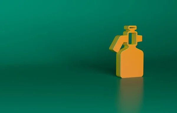 Orange Paint Ícone Pistola Spray Isolado Fundo Verde Conceito Minimalismo — Fotografia de Stock