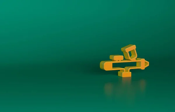 オレンジ緑の背景に隔離されたスプレー銃のアイコンをペイント 最小限の概念 3Dレンダリング図 — ストック写真