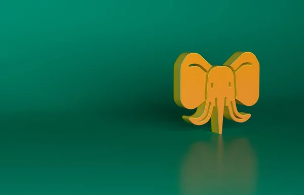 Orangefarbenes Elefantensymbol Isoliert Auf Grünem Hintergrund Minimalismus Konzept Darstellung — Stockfoto