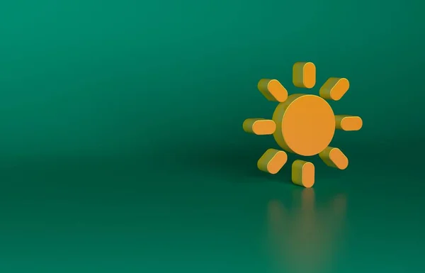 Orange Sun Ikonen Isolerad Grön Bakgrund Minimalistiskt Koncept Render Illustration — Stockfoto