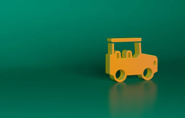 橙色Safari汽车图标隔离在绿色背景 最低纲领的概念 3D渲染说明 — 图库照片