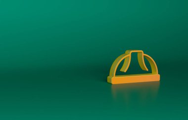 Turuncu İşçi Kaskı simgesi yeşil arka planda izole edildi. Minimalizm kavramı. 3 Boyutlu resimleme.