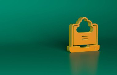 Orange Network bulut bağlantı simgesi yeşil arkaplanda izole edildi. Sosyal teknoloji. Bulut hesaplama konsepti. Minimalizm kavramı. 3 Boyutlu resimleme.