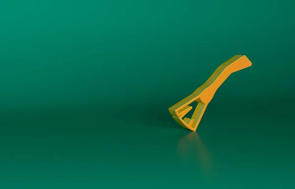 オレンジ緑の背景に隔離されたほうきアイコンを切り替えます ハッピーハロウィンパーティー 最小限の概念 3Dレンダリング図 — ストック写真