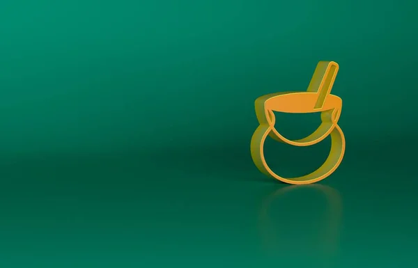 Ікона Оранжевої Відьми Ізольована Зеленому Тлі Веселого Хелловін Концепція Мінімалізму — стокове фото