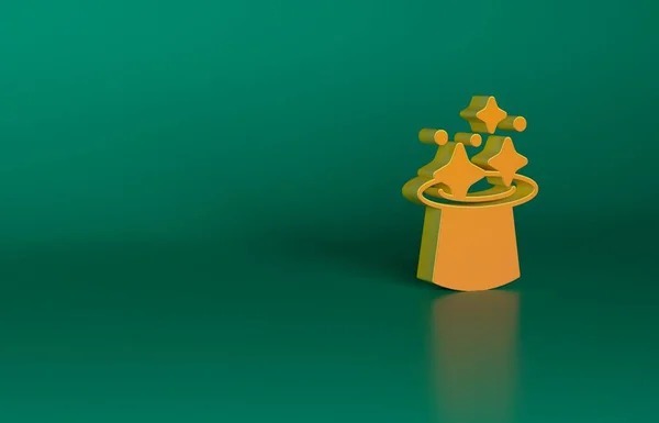 Oranžový Magický Klobouk Ikona Izolované Zeleném Pozadí Magický Trik Mystery — Stock fotografie