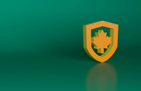 Bandera Canadá Naranja Icono Del Escudo Aislado Sobre Fondo Verde —  Fotos de Stock