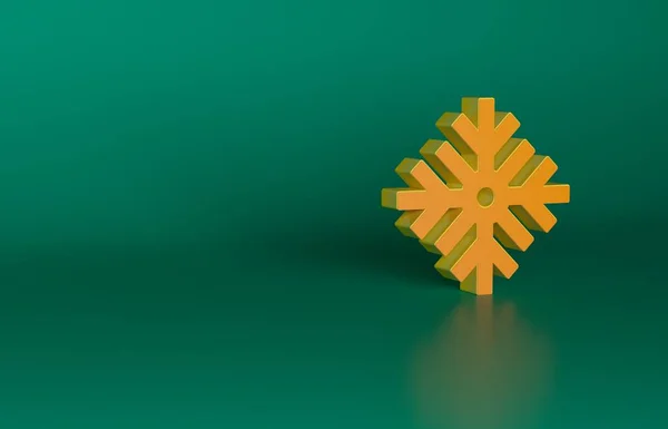 Orange Snowflake Ikon Isolerad Grön Bakgrund God Jul Och Gott — Stockfoto