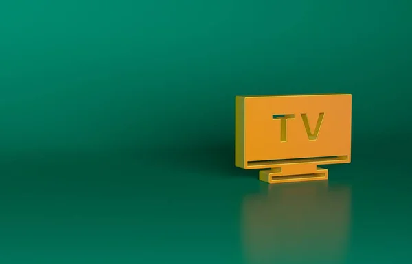 Orange Smart Icon Isolated Green Background Television Sign Minimalism Concept — Stock Photo, Image