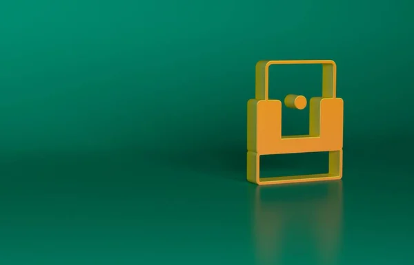 緑の背景に隔離されたオレンジのシネマチェアアイコン 最小限の概念 3Dレンダリング図 — ストック写真