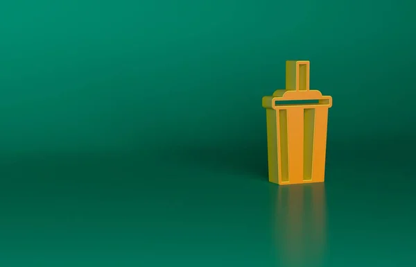 Oranje Papier Glas Met Drinkstro Water Icoon Geïsoleerd Groene Achtergrond — Stockfoto