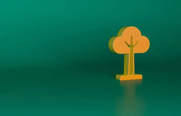 Orange Träd Ikon Isolerad Grön Bakgrund Skogssymbol Minimalistiskt Koncept Render — Stockfoto