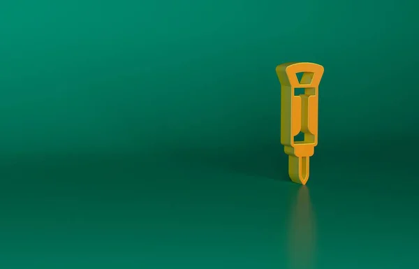 Иконка Оранжевый Молот Выделена Зеленом Фоне Концепция Минимализма Рендеринг — стоковое фото