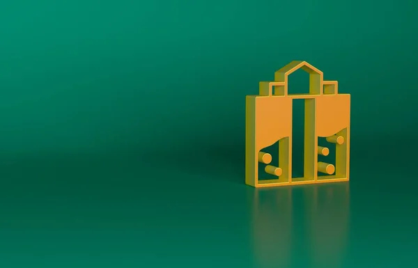 Orange Mine entrance icon isolated on green background. Minimalism concept. 3D render illustration.