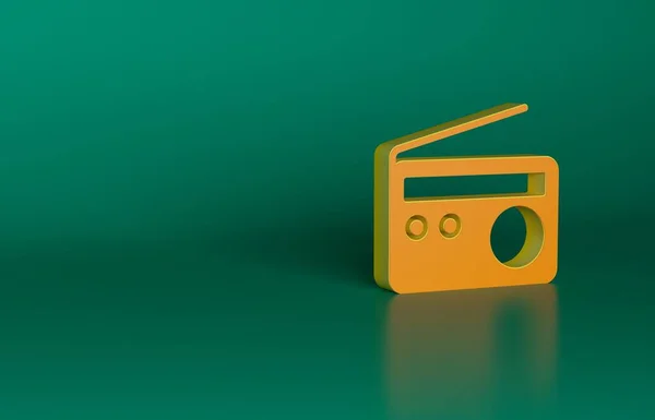 Оранжевое Радио Значком Зеленом Фоне Концепция Минимализма Рендеринг — стоковое фото