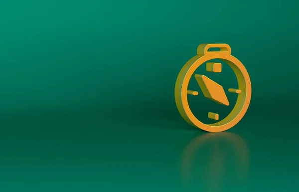 Icona Bussola Arancione Isolata Sfondo Verde Simbolo Navigazione Windrose Segno — Foto Stock