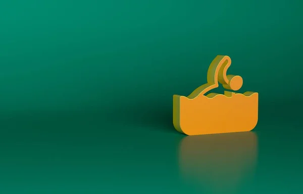 Orangefarbene Athleten Ikone Auf Grünem Hintergrund Minimalismus Konzept Darstellung — Stockfoto