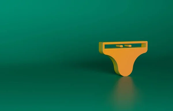 オレンジ緑の背景に隔離されたスイミングトランクアイコン 最小限の概念 3Dレンダリング図 — ストック写真