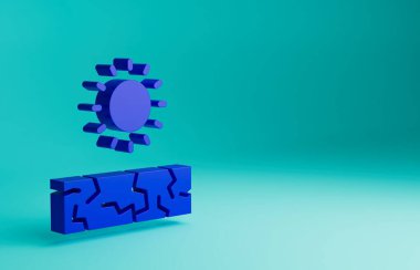 Mavi Kuraklık simgesi mavi arkaplanda izole edildi. Minimalizm kavramı. 3 Boyutlu resimleme.