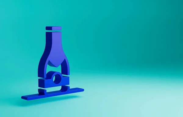 Mavi Şampanya Şişesi Ikonu Mavi Arka Planda Izole Edilmiş Minimalizm — Stok fotoğraf