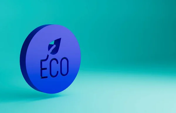 Blue Leaf Eco Symbol Ikon Isolerad Blå Bakgrund Banner Etikett — Stockfoto
