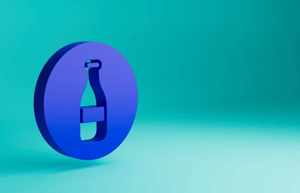 Icono Botella Azul Aislado Sobre Fondo Azul Concepto Minimalista Ilustración —  Fotos de Stock