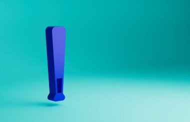 Mavi beysbol sopası ikonu mavi arka planda izole edildi. Minimalizm kavramı. 3 Boyutlu resimleme.