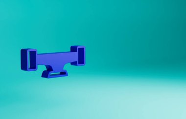 Mavi arka planda mavi kaykay tekerleği simgesi izole edildi. Kaykay süspansiyonu. Kaykay tekerleği. Minimalizm kavramı. 3 Boyutlu resimleme.