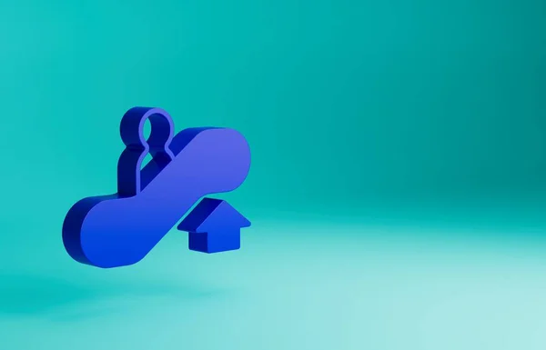 Niebieski Schody Ruchome Się Ikona Izolowane Niebieskim Tle Koncepcja Minimalizmu — Zdjęcie stockowe