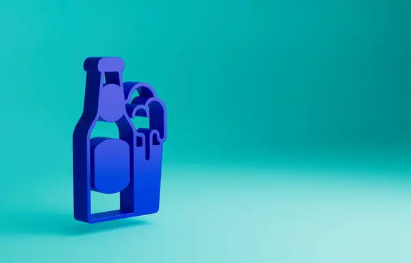 Blauw Bier Fles Glas Pictogram Geïsoleerd Blauwe Achtergrond Alcohol Drink — Stockfoto