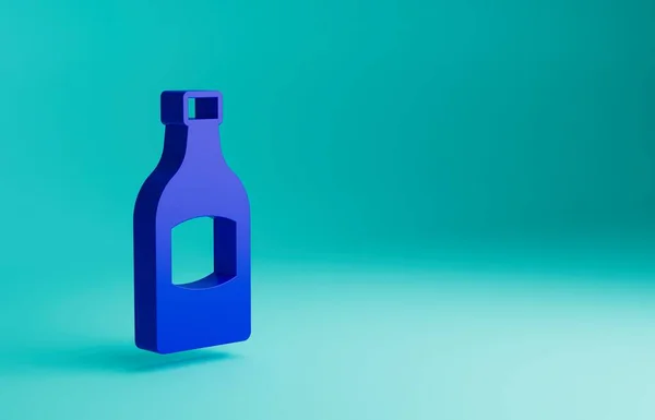 Icono Botella Cerveza Azul Aislado Sobre Fondo Azul Concepto Minimalista — Foto de Stock