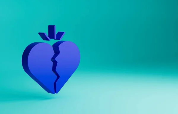 Μπλε Ραγισμένη Καρδιά Εικόνα Διαζυγίου Απομονώνονται Μπλε Φόντο Σύμβολο Αγάπης — Φωτογραφία Αρχείου
