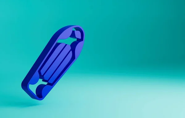 Blue Skateboard deck icon isolated on blue background. Extreme sport. Sport equipment. Minimalism concept. 3D render illustration.