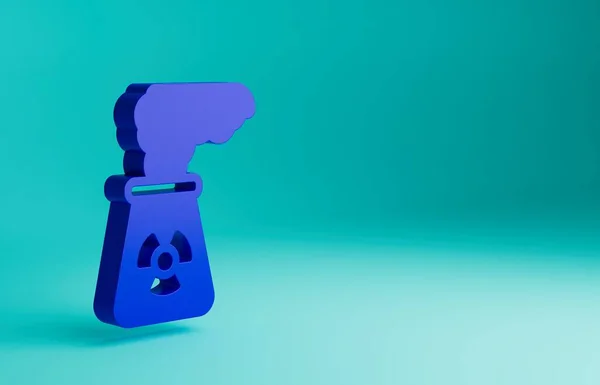 Icône Centrale Nucléaire Bleue Isolée Sur Fond Bleu Concept Énergétique — Photo