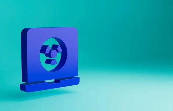 Blue Nuclear Icono Portátil Aislado Sobre Fondo Azul Concepto Minimalista —  Fotos de Stock