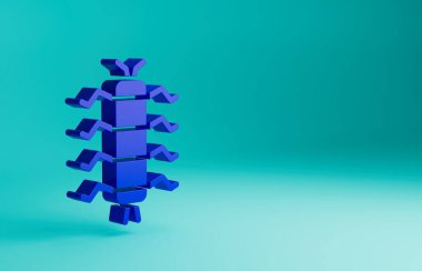 Mavi Kırkayak böcek simgesi mavi arkaplanda izole edildi. Minimalizm kavramı. 3 Boyutlu resimleme.