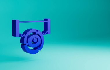 Mavi arka planda iki elli testere ve kütük simgesi izole edildi. Minimalizm kavramı. 3 Boyutlu resimleme.