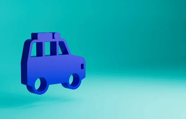 Blaues Auto Symbol Isoliert Auf Blauem Hintergrund Minimalismus Konzept Darstellung — Stockfoto