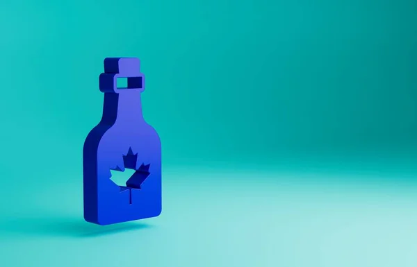Blue Botella Jarabe Arce Icono Aislado Sobre Fondo Azul Concepto — Foto de Stock