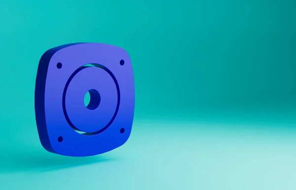 青の背景に隔離された青のステレオスピーカーアイコン サウンドシステムのスピーカー 音楽アイコン 音楽コラムスピーカーベース機器 最小限の概念 3Dレンダリング図 — ストック写真