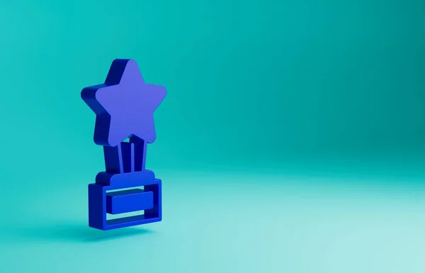 Icono Del Trofeo Película Azul Aislado Sobre Fondo Azul Icono —  Fotos de Stock