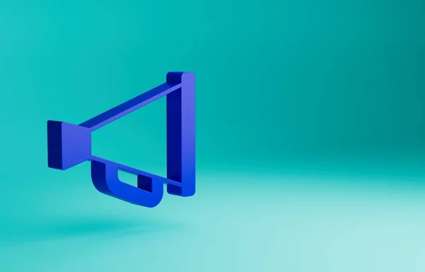 Blaues Megafon Symbol Auf Blauem Hintergrund Lautsprecherzeichen Minimalismus Konzept Darstellung — Stockfoto