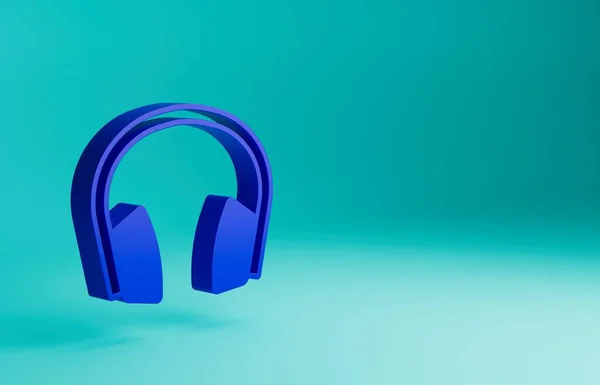 Icône Annulation Bruit Bleu Casque Isolé Sur Fond Bleu Écouteurs — Photo