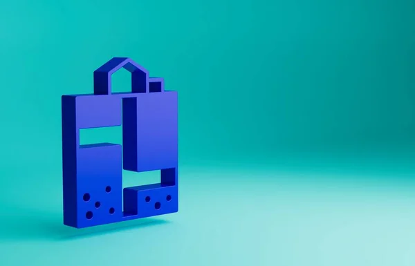 Blue Mine entrance icon isolated on blue background. Minimalism concept. 3D render illustration.