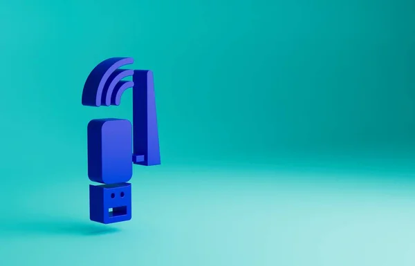 Blue Usb Wireless Adapter Icon Isolated Blue Background Minimalism Concept — Stock Photo, Image