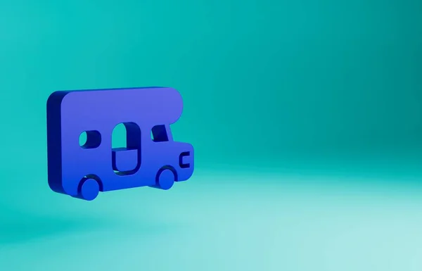 Синій Автомобіль Значок Автомобіля Ізольований Синьому Фоні Кемпер Мобільний Будинок — стокове фото