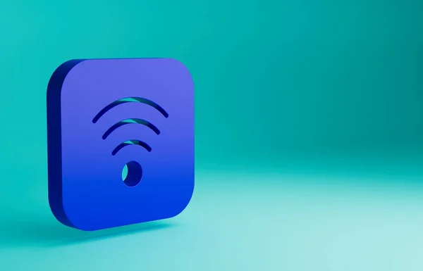 青の背景に隔離された青のWi Fi無線インターネットネットワークシンボルアイコン 最小限の概念 3Dレンダリング図 — ストック写真