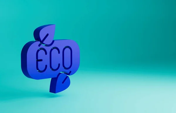 Blue Leaf Eco Icône Symbole Isolé Sur Fond Bleu Bannière — Photo