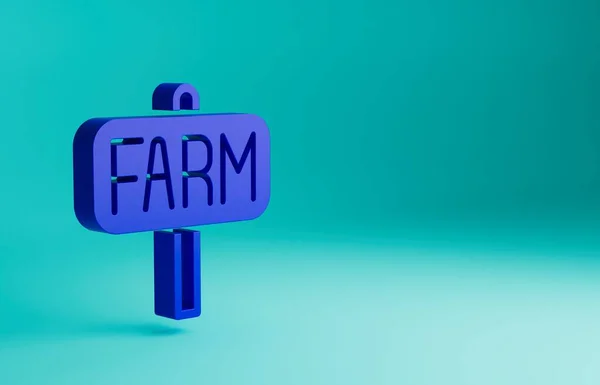 Blue Location farm icon isolated on blue background. Minimalism concept. 3D render illustration.